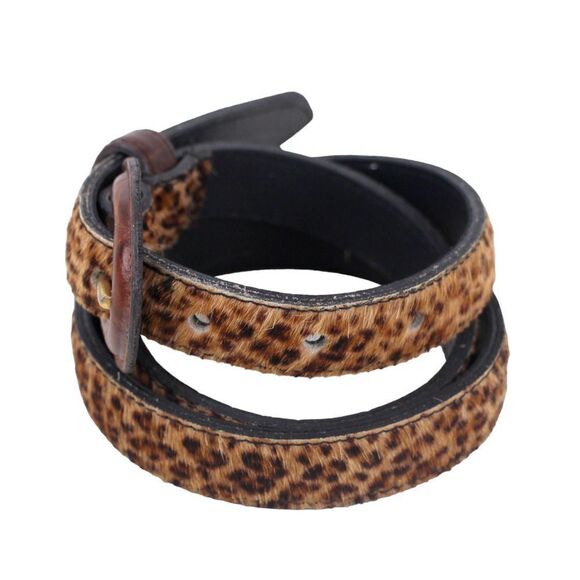 Avignon PONY HAIR LEOPARD PRINT REAL LEATHER 3/4"Wd DRESS CASUAL BELT Sz L (*35 - Picture 2 of 12